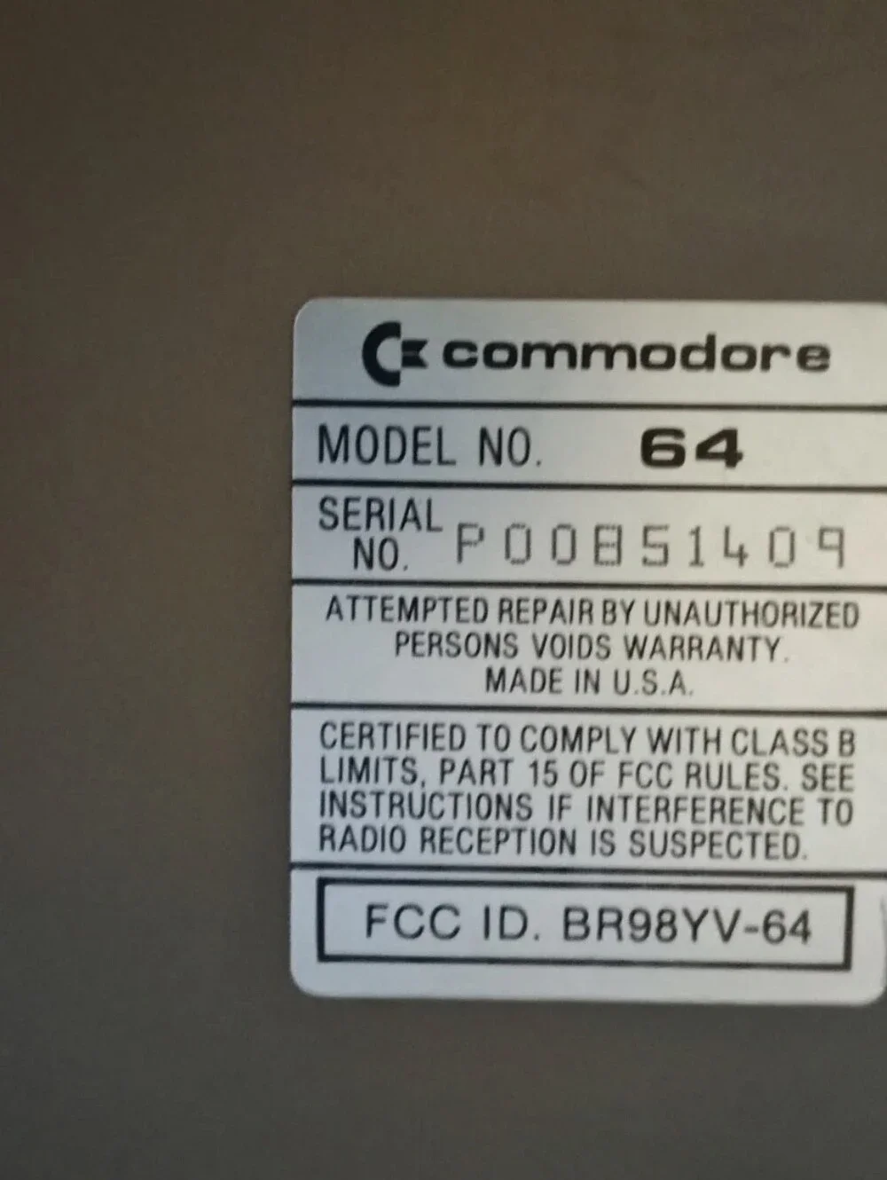 commodore international authentic 64
